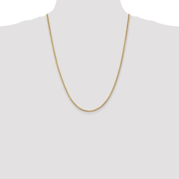 2mm, 14k Yellow Gold, Solid Franco Chain Necklace, 24 Inch - Picture 2 of 8